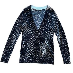 Trina Turk v-neck animal print wool sweater, S